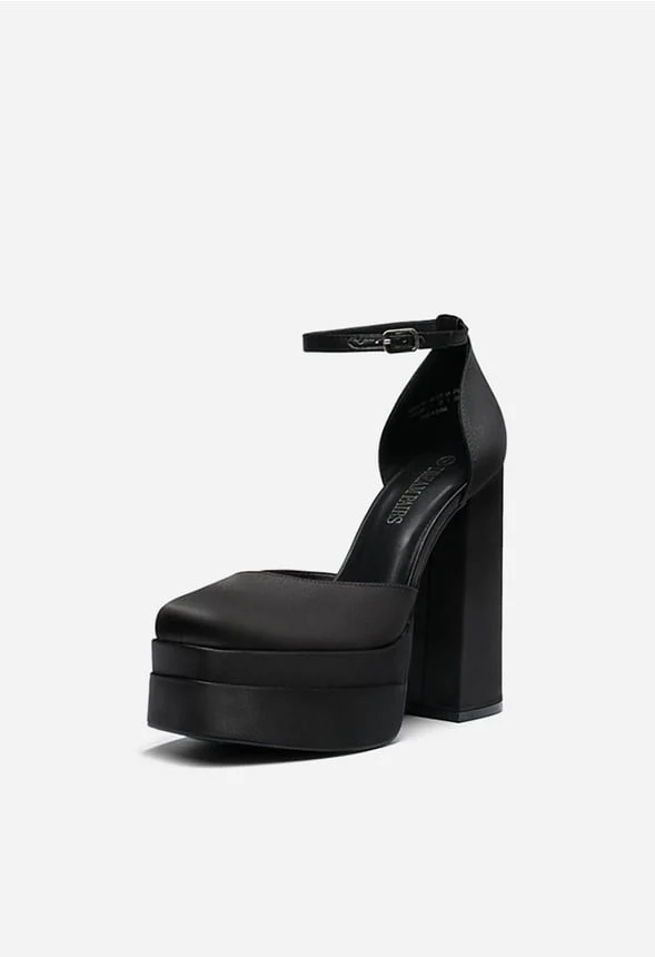 High Chunky Square Toe Ankle Strap Platform Pump - Image 3