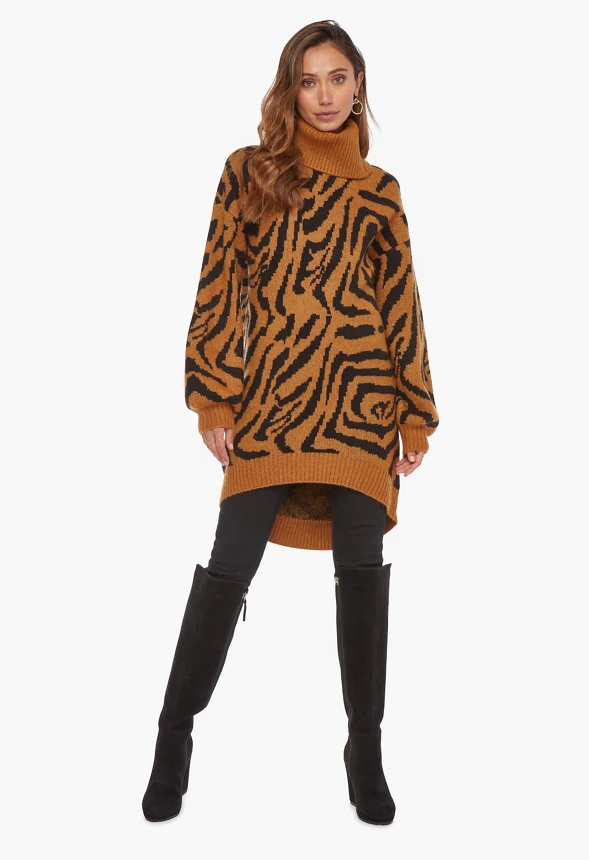 High Low Jacquard Sweater Dress - Image 3