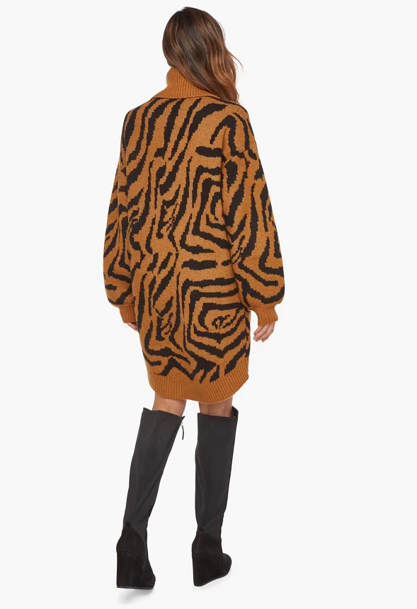 High Low Jacquard Sweater Dress - Image 4
