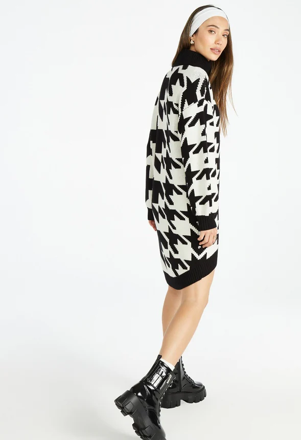 High Low Jacquard Sweater Dress - Image 3