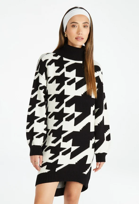 High Low Jacquard Sweater Dress - Image 4