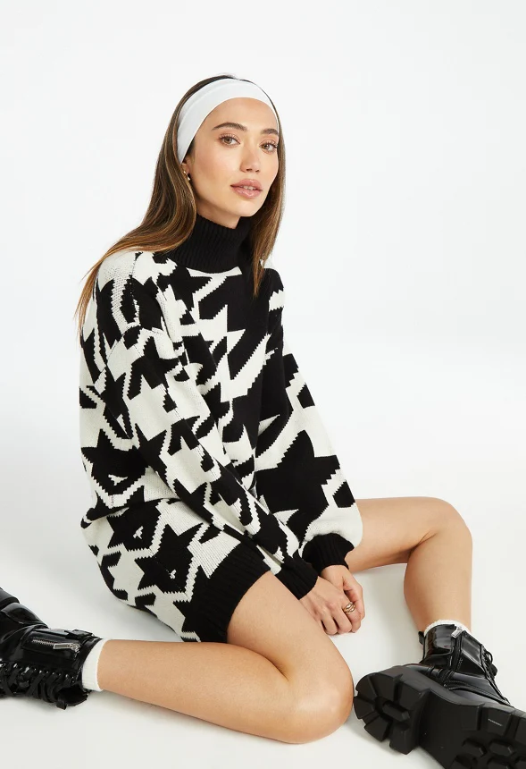 High Low Jacquard Sweater Dress - Image 5