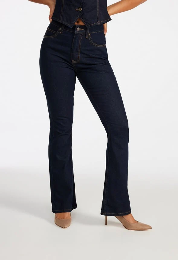 Denim High Rise Flare Leg Pants - Image 3