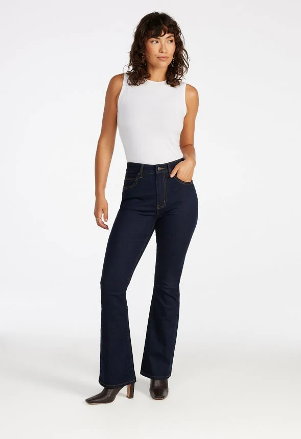 Denim High Rise Flare Leg Pants - Image 5