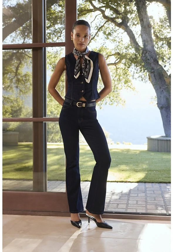 Denim High Rise Flare Leg Pants - Image 7