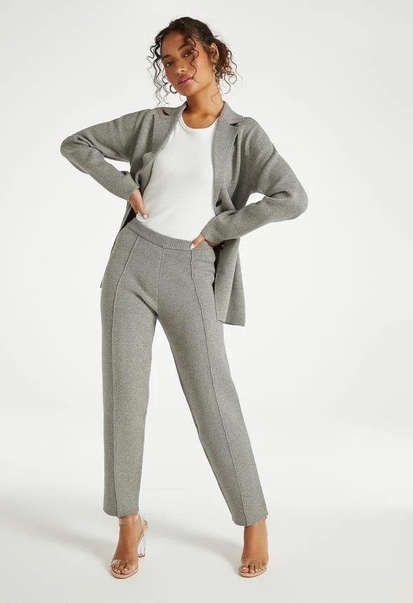Knit High Rise Pintuck Trousers - Image 3