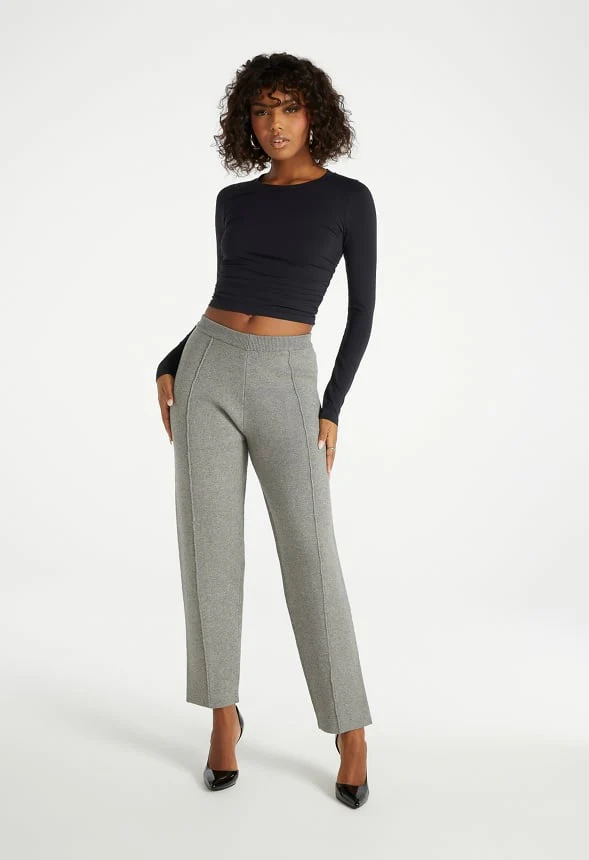 Knit High Rise Pintuck Trousers - Image 4