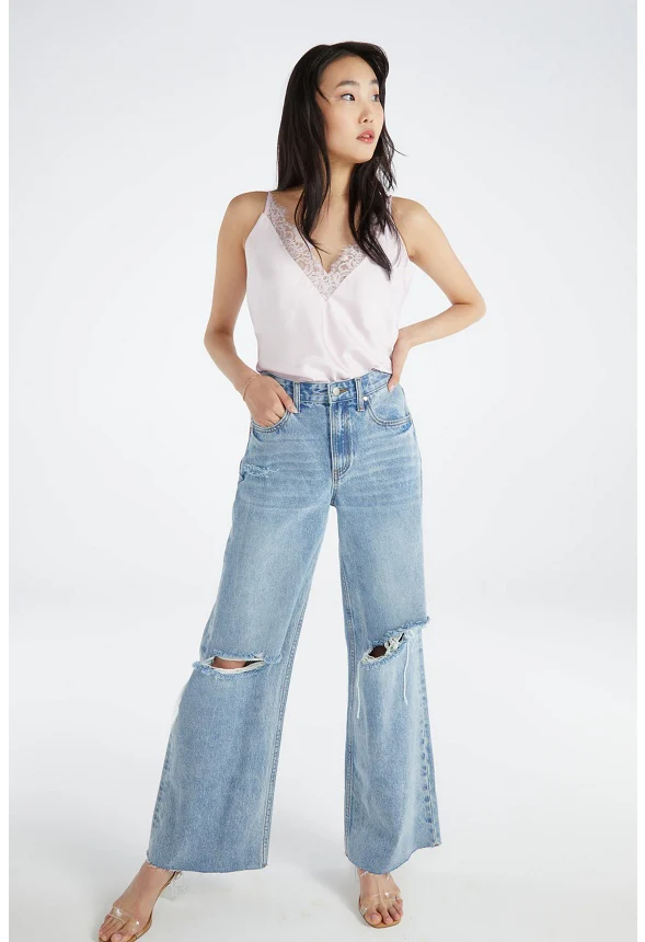 Reagan High Rise Wide Leg Button Jeans
