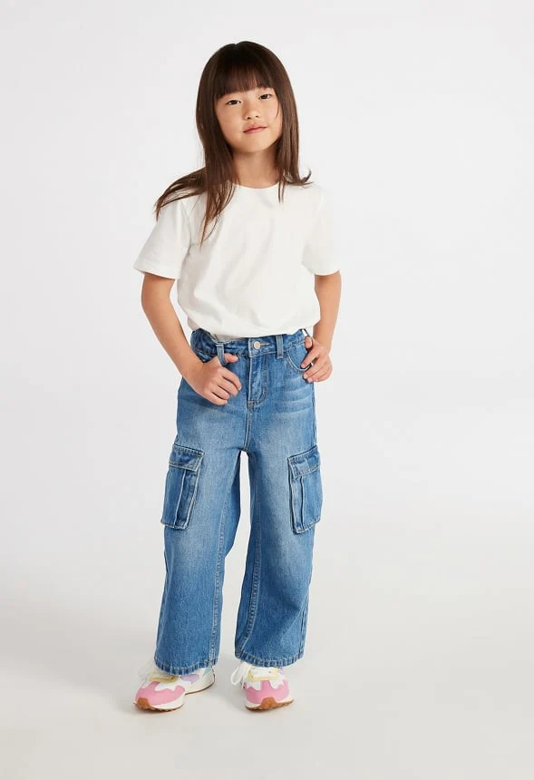 High Rise Wide Leg Cargo Denim