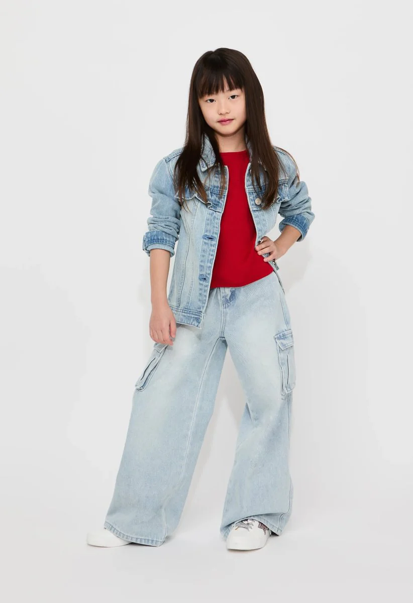 High Rise Wide Leg Cargo Denim