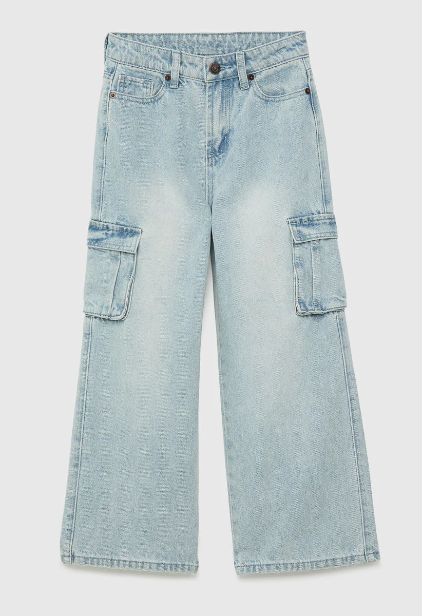High Rise Wide Leg Cargo Denim - Image 3