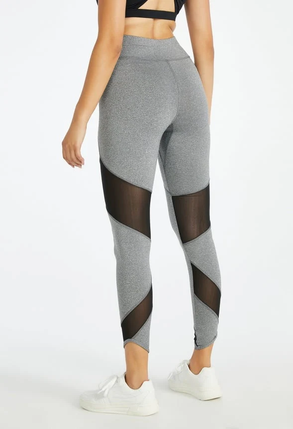 High-Waisted Mesh Panel 7/8 Leggings - Image 2