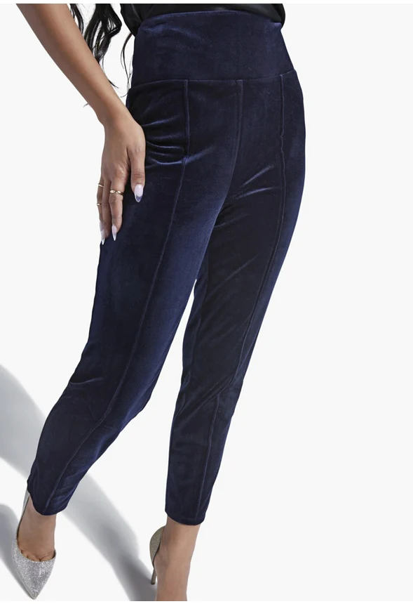 High Waisted Tummy Shaping Velvet Pants - Image 3