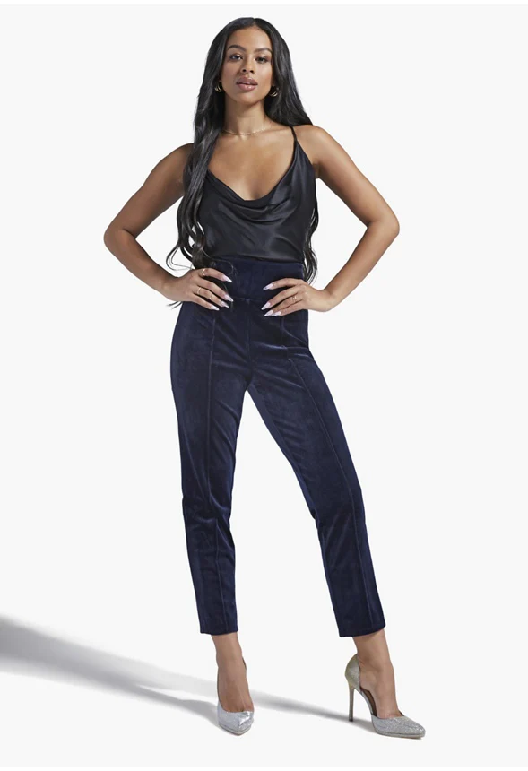 High Waisted Tummy Shaping Velvet Pants - Image 4