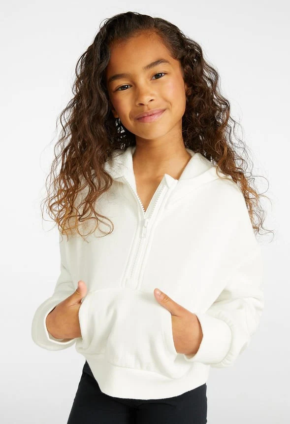 Hooded Half Zip Cropped Sweatshirt - Image 2