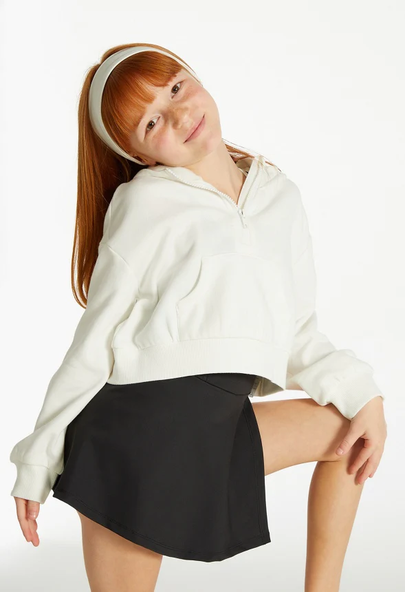 Hooded Half Zip Cropped Sweatshirt - Image 9