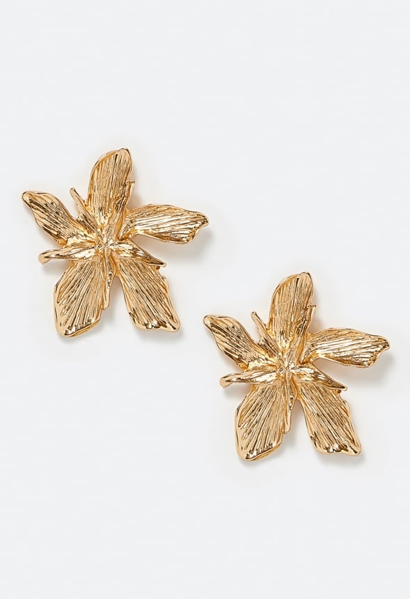 Hope Statement Metal Flower Stud Earrings - Image 2