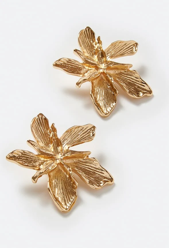Hope Statement Metal Flower Stud Earrings - Image 3