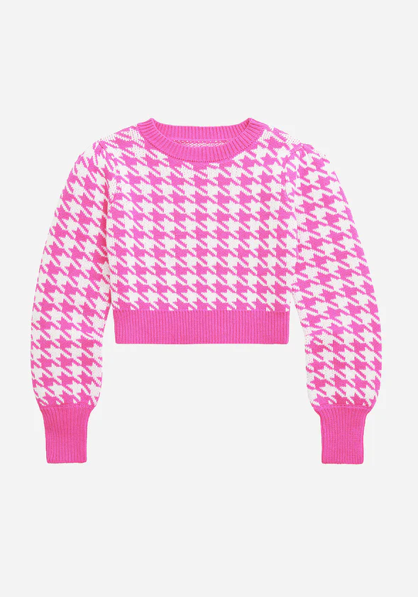Houndstooth Puff Sleeve Sweater - Image 2