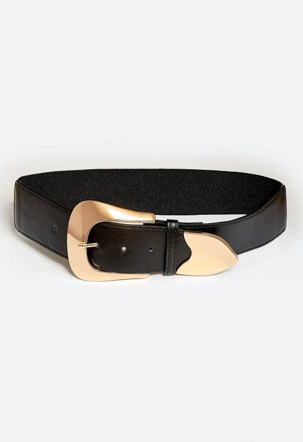 Ida Elastic Waist Belt With Statement Western Buckle Detail - Image 2