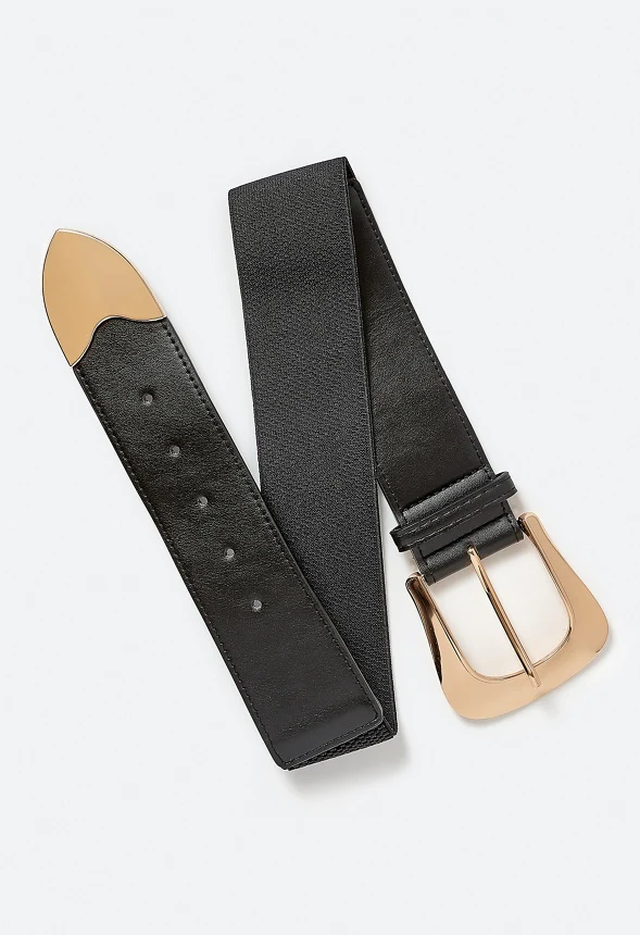 Ida Elastic Waist Belt With Statement Western Buckle Detail - Image 4