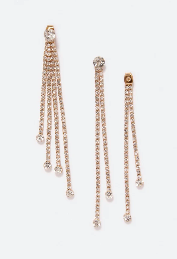 India Rhinestone Strand Earrings - Image 2