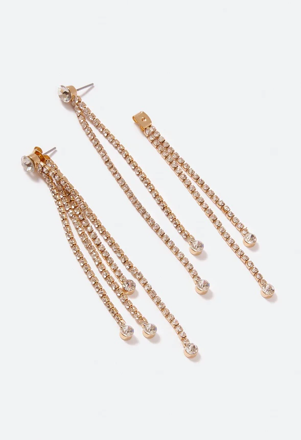 India Rhinestone Strand Earrings - Image 3