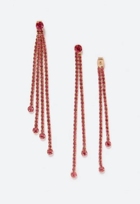 India Rhinestone Strand Earrings - Image 2