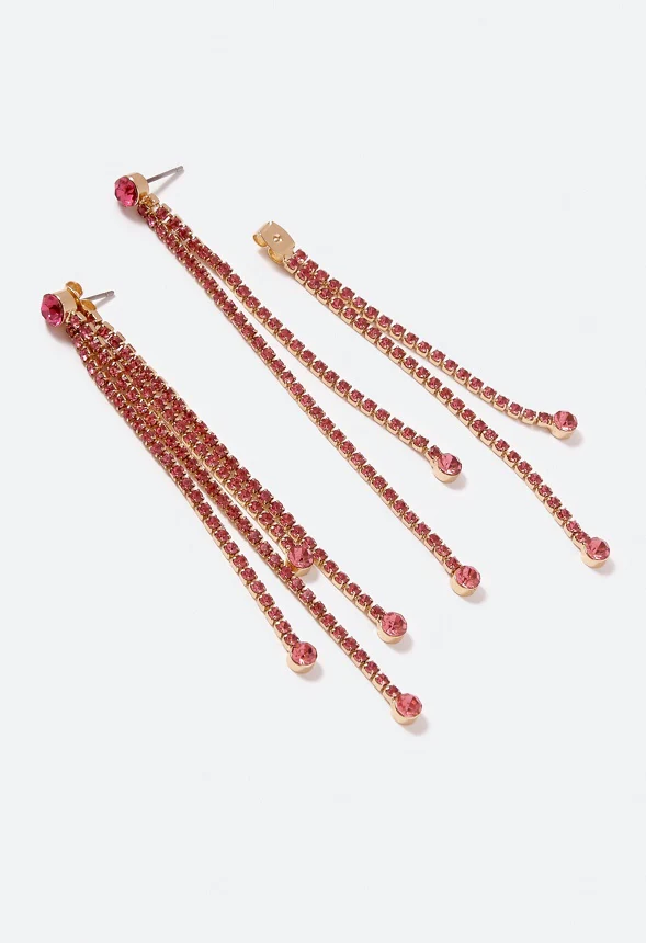 India Rhinestone Strand Earrings - Image 3