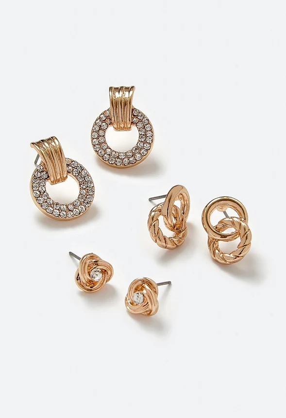 Irene Mixed Linked Ring Stud Set - Image 2