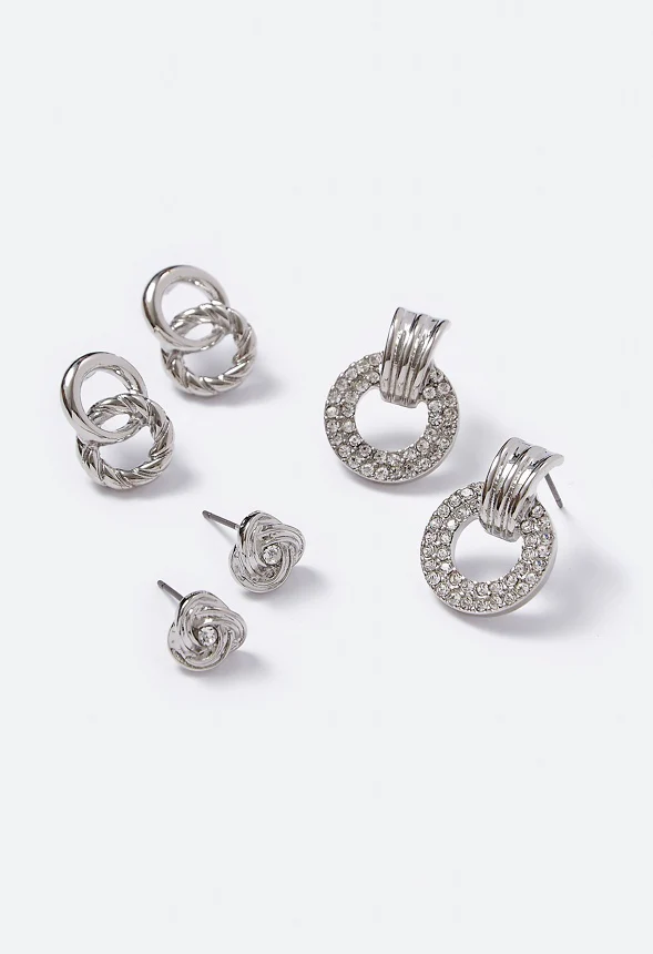 Irene Mixed Linked Ring Stud Set - Image 3