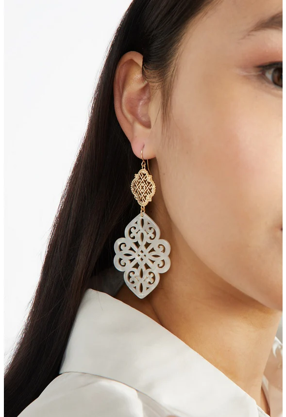 Iris Filigree And Resin Drop Earrings