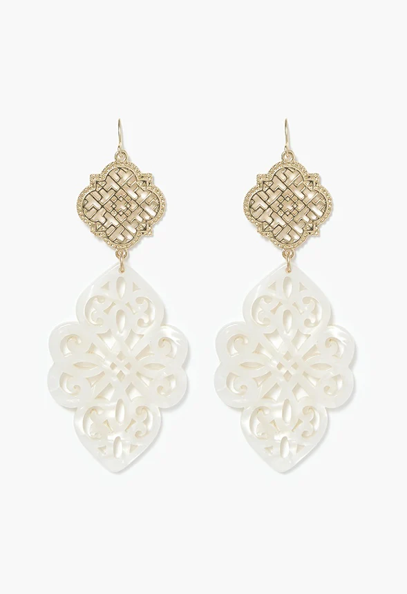 Iris Filigree And Resin Drop Earrings - Image 2