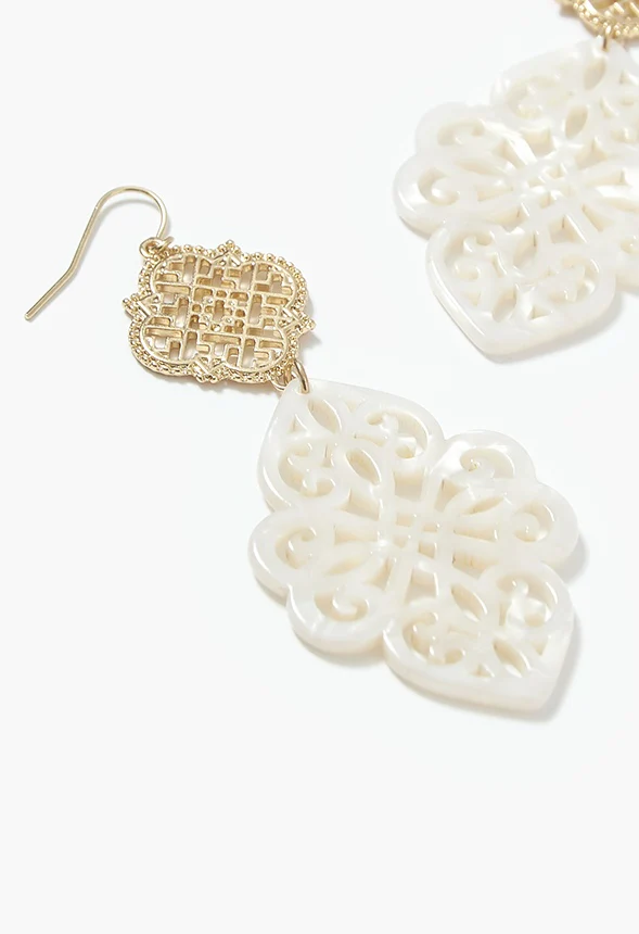 Iris Filigree And Resin Drop Earrings - Image 3