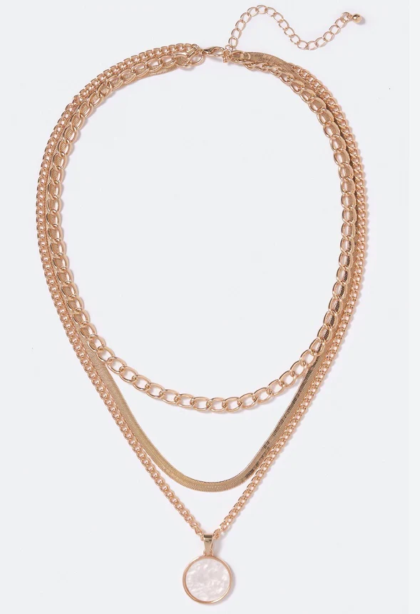Isla Layered Pearl Oval Drop Necklace - Image 2