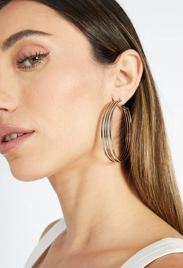 Iyla Flat Wired Hoop Earrings - Image 2