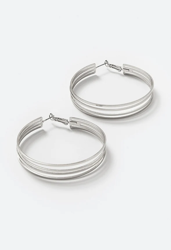Iyla Flat Wired Hoop Earrings - Image 3