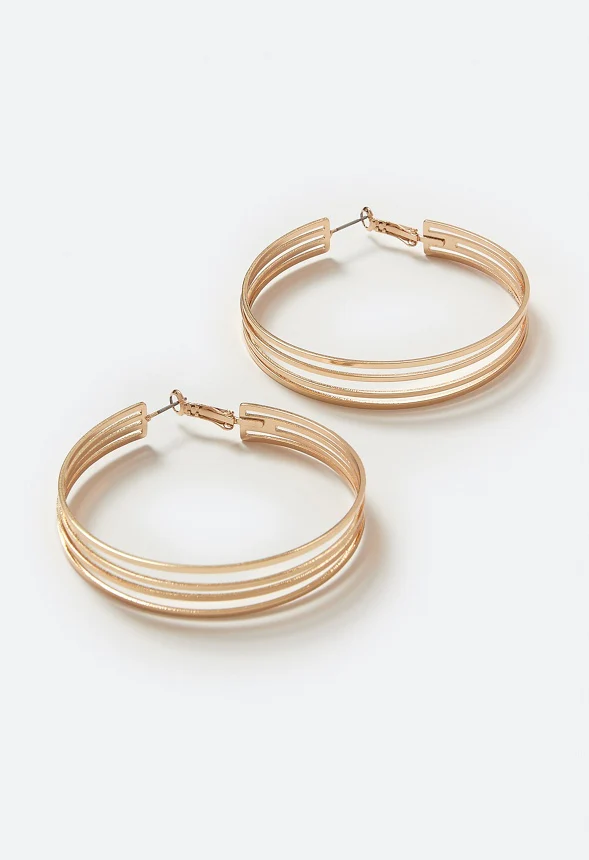 Iyla Flat Wired Hoop Earrings - Image 3