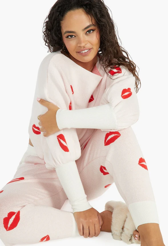 Jacquard Blouson Sleeve Sweater - Image 4