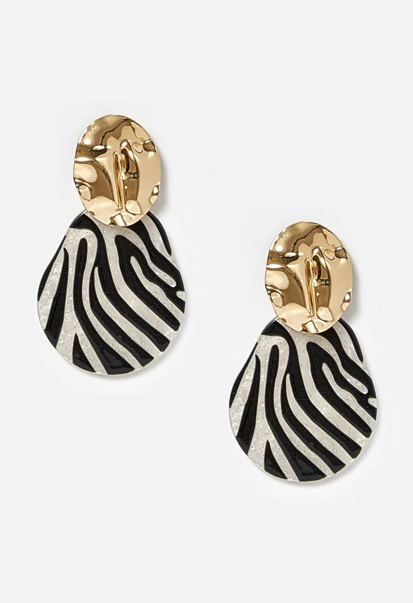 Jamie Zebra Print Door Knocker Earrings - Image 2