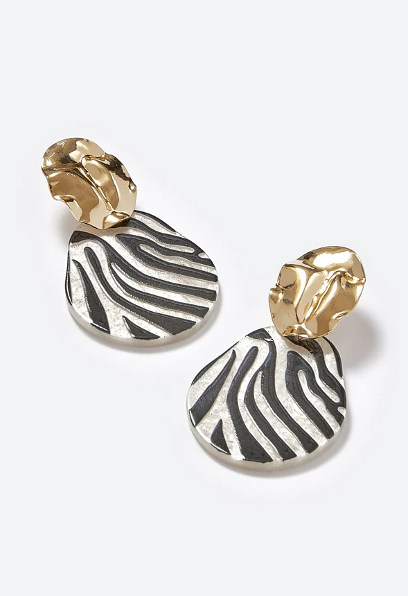 Jamie Zebra Print Door Knocker Earrings - Image 3