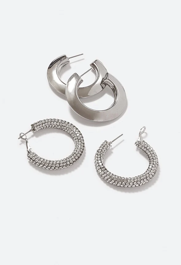 Jane 2 Pair Pack Hoop Earrings - Image 3