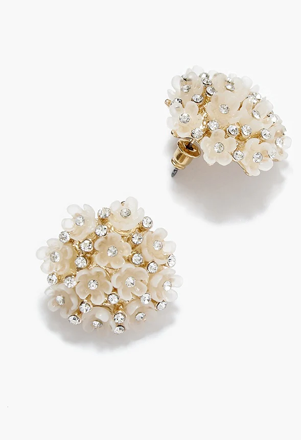 Jasmin Cluster Floral Stud Earrings - Image 3