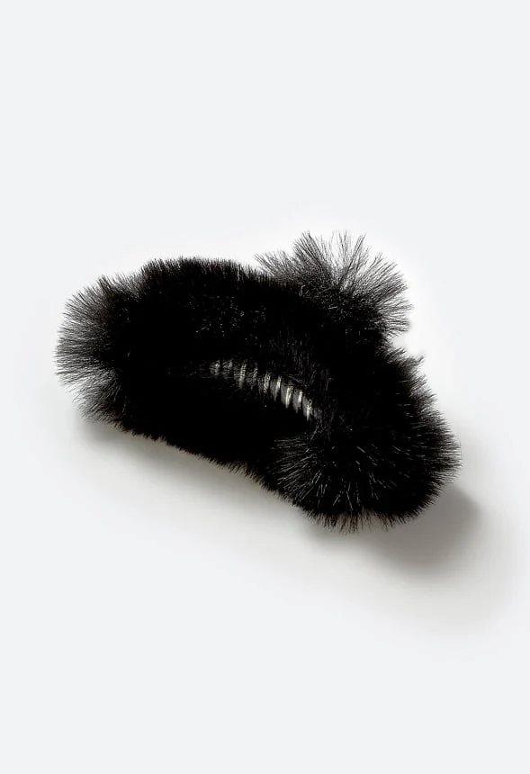 Jenna Fluffy Faux Fur Hair Claw - Image 3