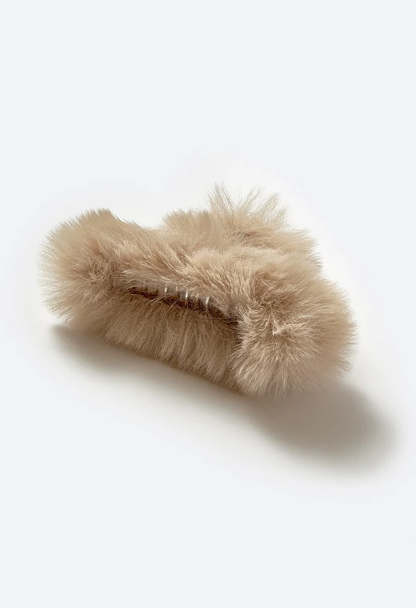 Jenna Fluffy Faux Fur Hair Claw - Image 3