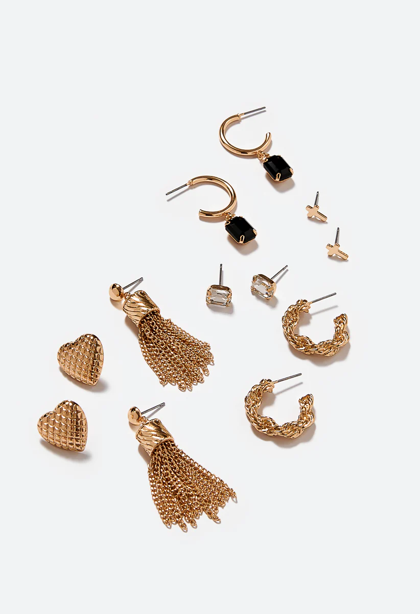 Jenni 6 Pairs Mixed Motif Studs and Hoops Earrings Pack - Image 3