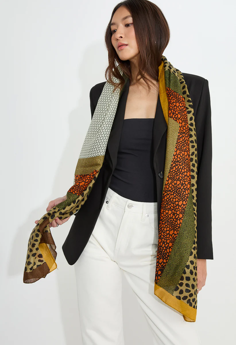 Jodi Animal Boho Mix Long Woven Scarf - Image 2