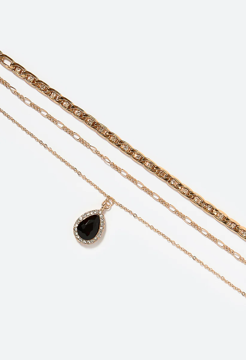 Jodi Stone Set Chain And Taerdrop Layer Necklace - Image 4