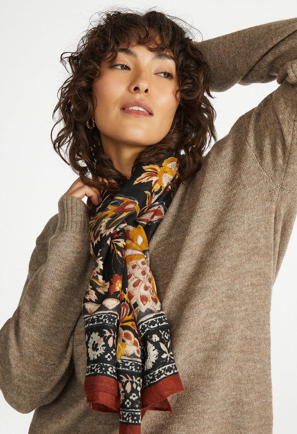 Joelle Floral Large Woven Scarf - Image 2