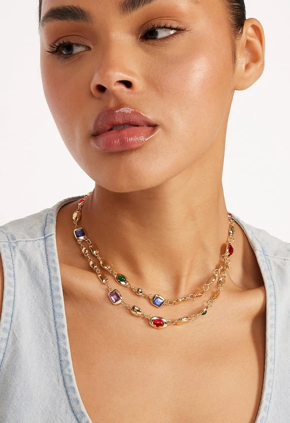 Jona Multi Colors Halo Glass Beads Necklace - Image 2